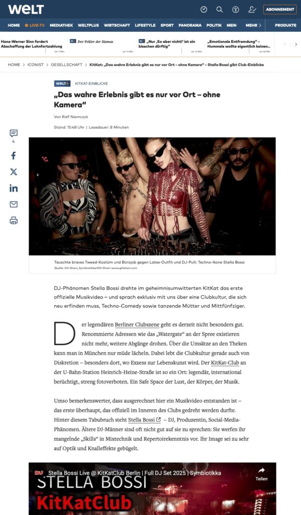 WELT: Stella Bossi opens up about KitKat Club and Berlin nightlife