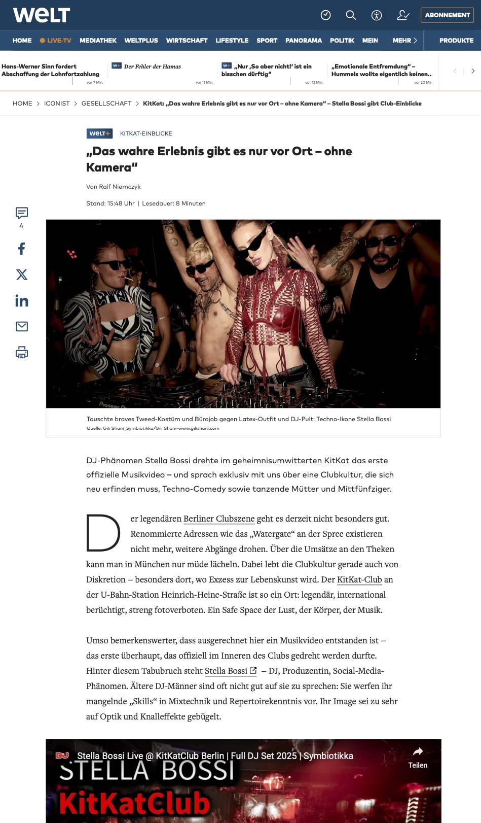 WELT: Stella Bossi opens up about KitKat Club and Berlin nightlife