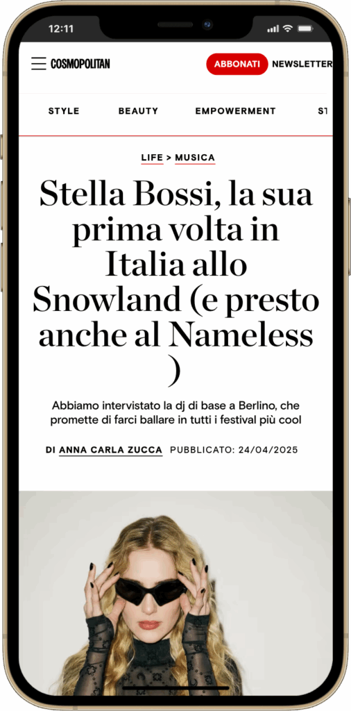 Cosmopolitan: DJ Stella Bossi at Snowland & Nameless